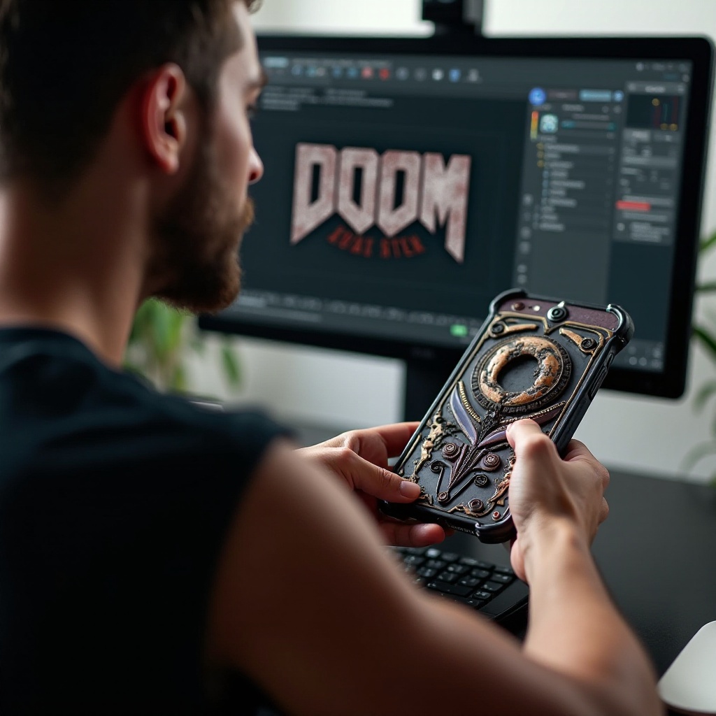 modelo 3D de capa de telefone Doom
